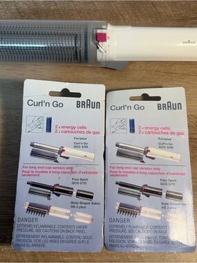 Braun Curl'n Go With 2 Replacement Energy Cartridges - White *Tested*
